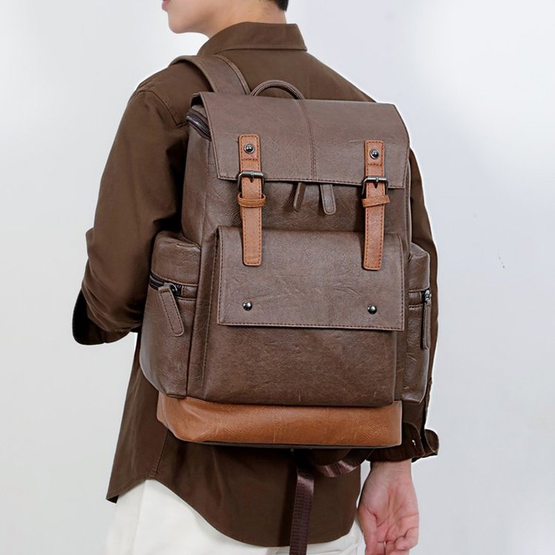 ニューヴィンテージメンズレザーバックパック 大容量15.6イ - Leather Backpack Vintage のレビューと価格