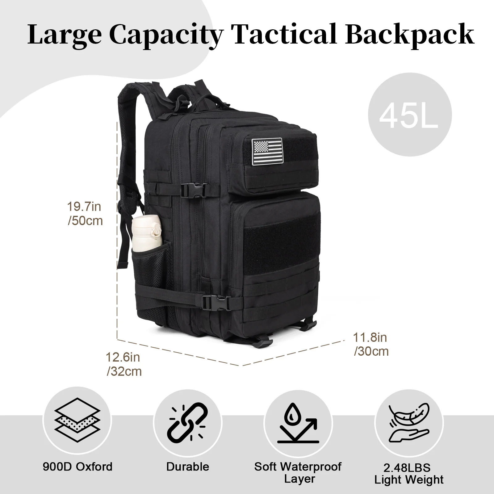 60L アーミーミリタリータクティカルバックパック メンズト - Urban Backpack Tactical のレビューと価格