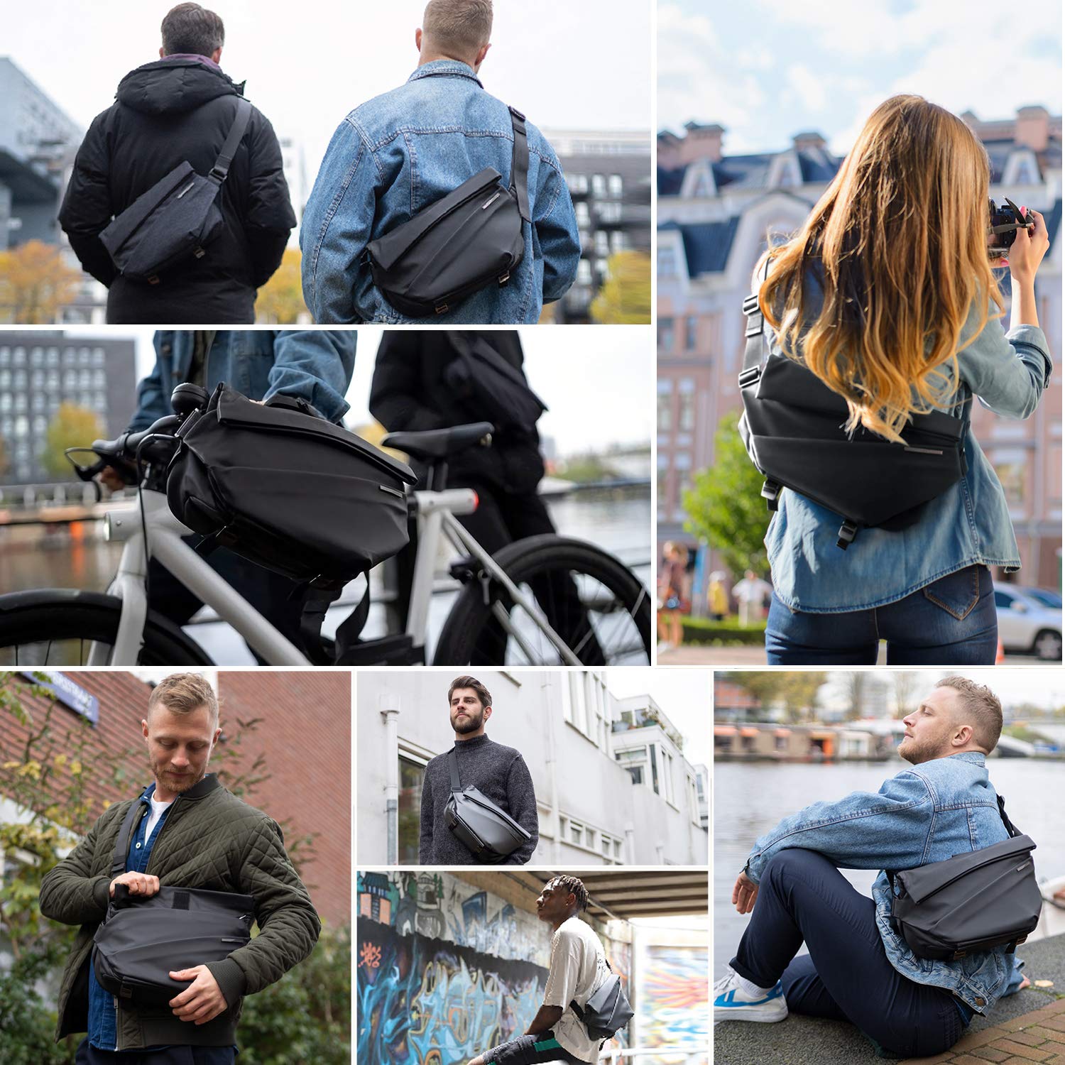 大型盗難防止クロスボディバッグ男性用多機能スリングチェストシ - Sling Backpack Shoulder のレビューと価格