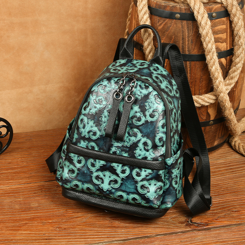 Joh自然-本革のバックパック,女性用,レトロなエンボストー - Leather Backpack Vintage のレビューと価格