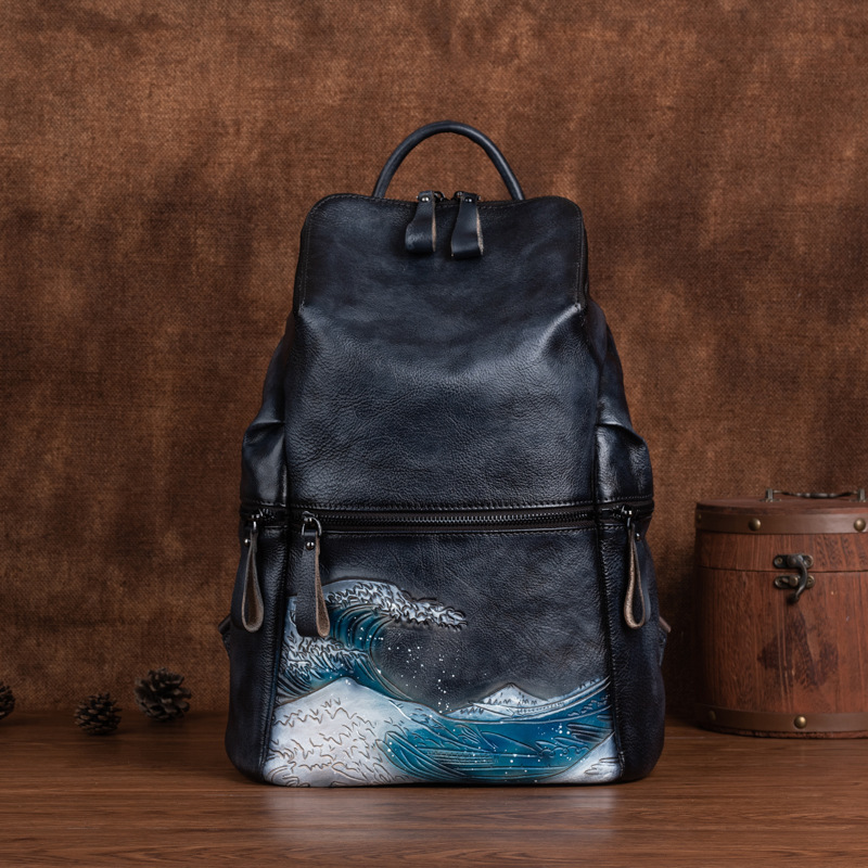Johnature 本革女性バックパック大容量アウトドア旅行 - Leather Backpack Vintage のレビューと価格