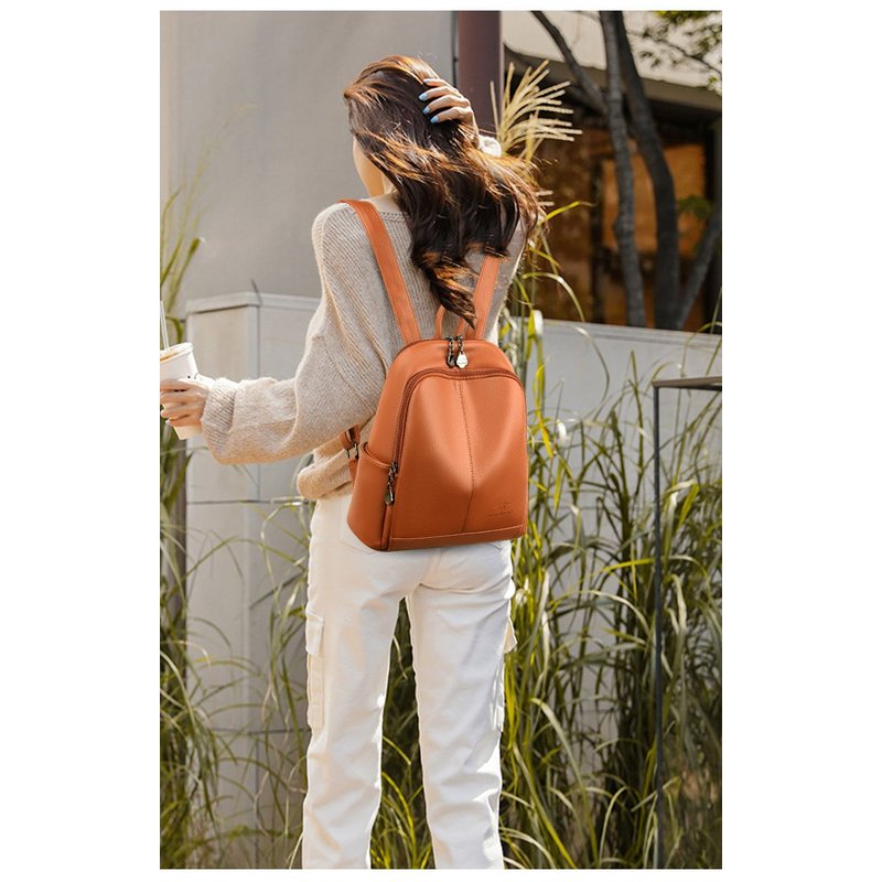 韓国製ソフトPUレザー大容量トラベルバックパック、レディース - Leather Backpack Vintage のレビューと価格